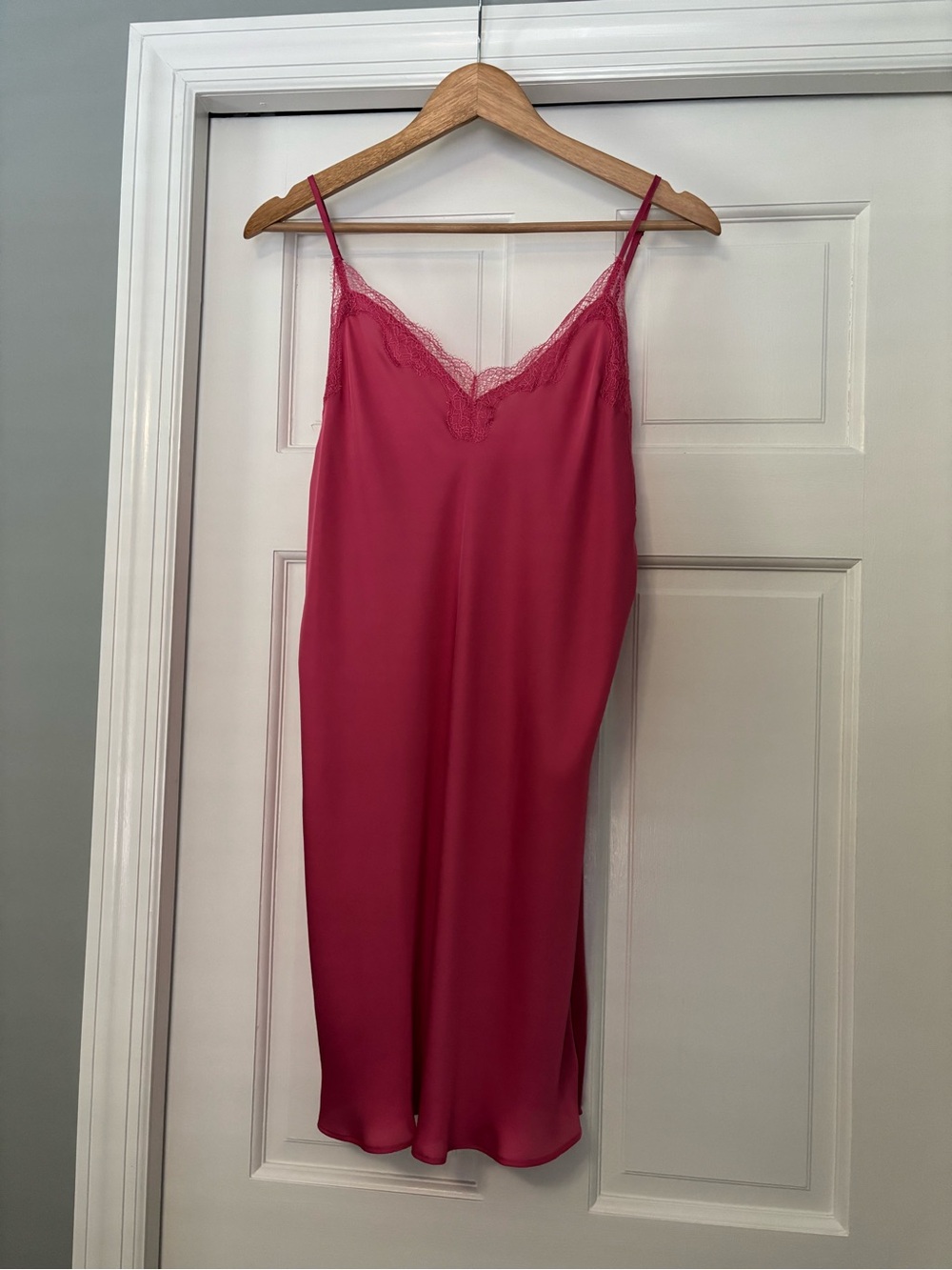Victoria's Secret Hot Pink Lace Trim Slip Dress